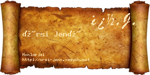Örsi Jenő névjegykártya